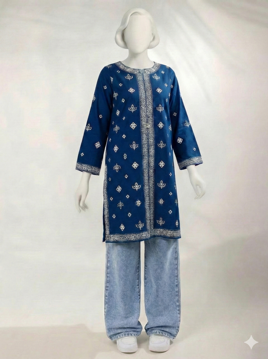 Embroidered Indigo Blue Kurti